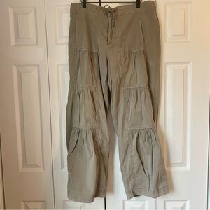 Soft Surroundings Womens XL Terrace Pants Taupe Wide Legs Boho Earthy
